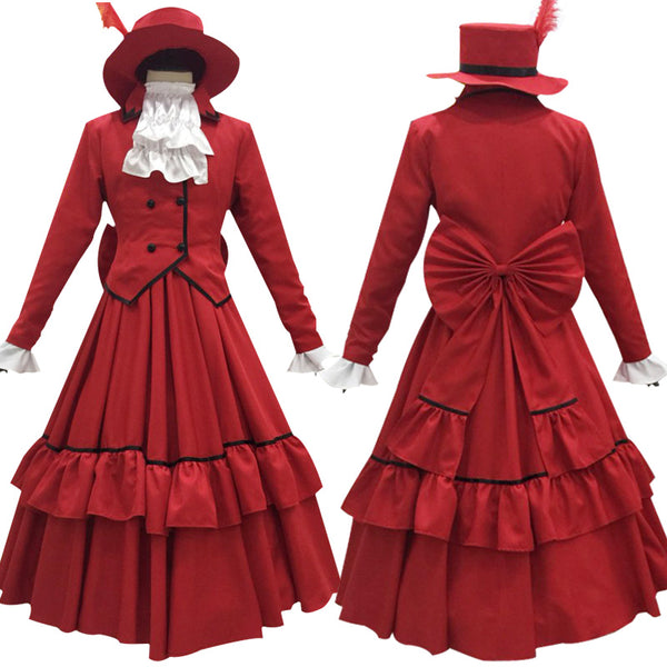 Black Butler Baroness Angelina Dalles-Barnett Madame Red Anne Cosplay Costume
