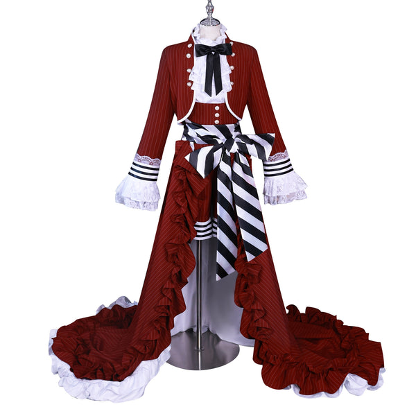 Black Butler Ciel Phantomhive Red Dress Tea Cup Illustration Cosplay Costume