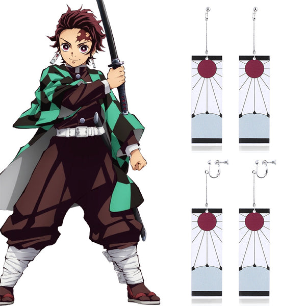 Demon Slayer Kimetsu No Yaiba Tanjirou Kamado Earrings Ear clips Cosplay Accessory Prop