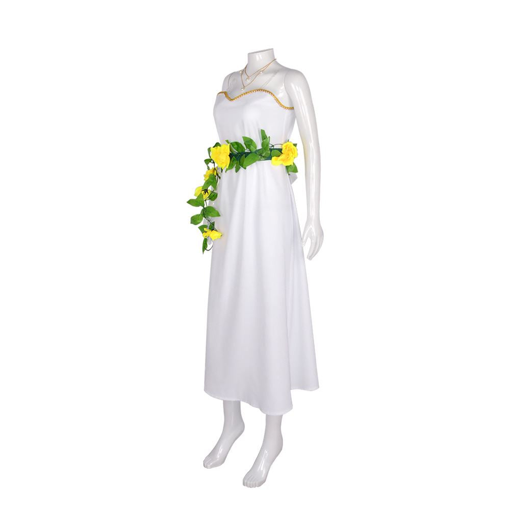 Final Fantasy VII FF7 Aerith Gainsborough White Dress Cosplay Costume