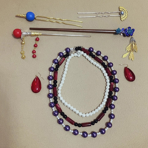 Final Fantasy X FFX Lulu Necklace Earrings Zan Cosplay Accessory Prop