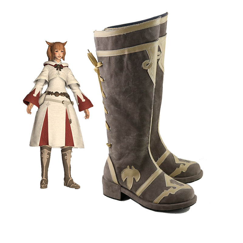 Final Fantasy XIV 14 White Mage Shoes Cosplay Boots