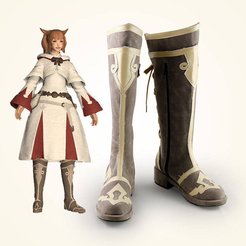 Final Fantasy XIV 14 White Mage Shoes Cosplay Boots