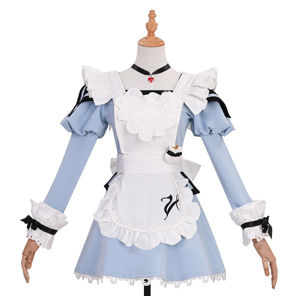 Final Fantasy XIV FF14 Valentione Apron Blue Maid Dress Cosplay Costume
