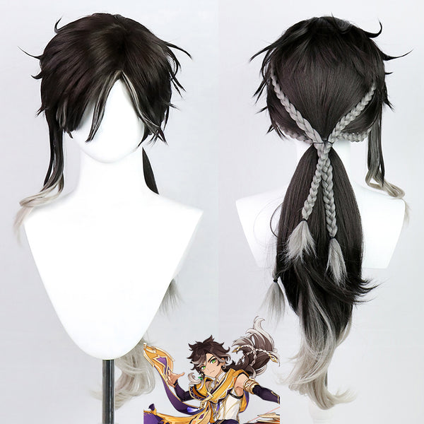 Genshin Impact Sethos Brown Black Gray Cosplay Wig