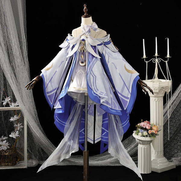 Genshin Impact the Eleven Fatui Harbingers Damselette Columbina The Maiden New Edition Cosplay Costume