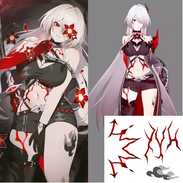 Honkai: Star Rail Acheron Tattoo Stickers Cosplay Accessory Prop