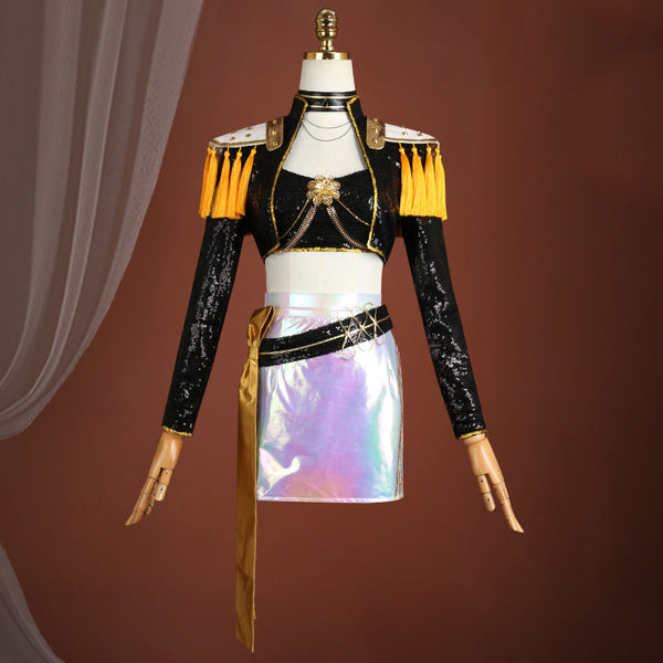 KPop Demon Hunters HUNTR/X Mira Golden Black Dance Outfit Cosplay Costume