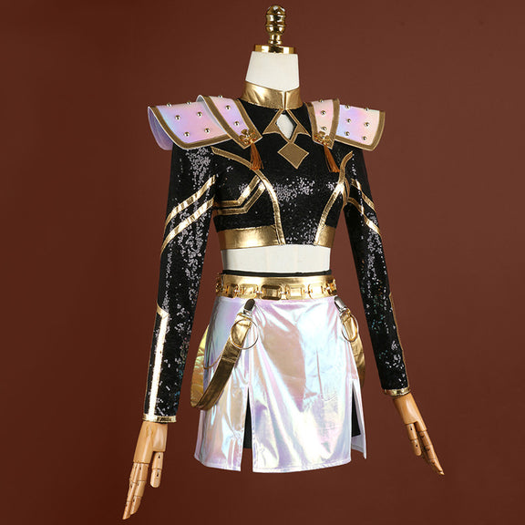 KPop Demon Hunters HUNTR/X Zoey Black Golden Dance Outfit Cosplay Cost ...