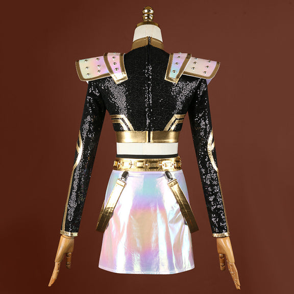 KPop Demon Hunters HUNTR/X Zoey Black Golden Dance Outfit Cosplay Cost ...