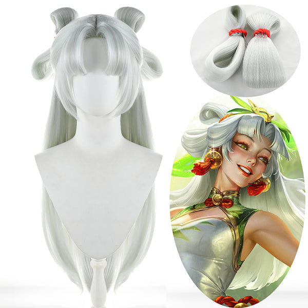 League of Legends Panda Pal Lux Skin Spotlight Mint Silver Cosplay Wig