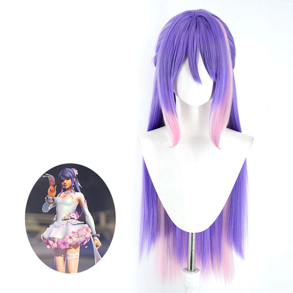Overwatch 2 Kiriko Hydrangea Legendary Skin Wedding Kiriko Skin Purple Pink Cosplay Wig
