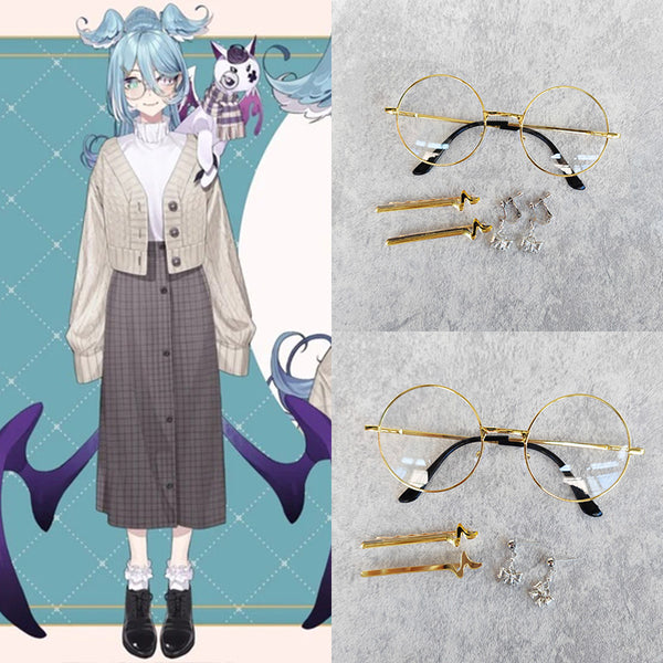 Virtual YouTuber Nijisanji LazuLight Elira Pendora April 2023 Costume Glasses Hairpin Earrings Ear Clips Cosplay Accessory Prop