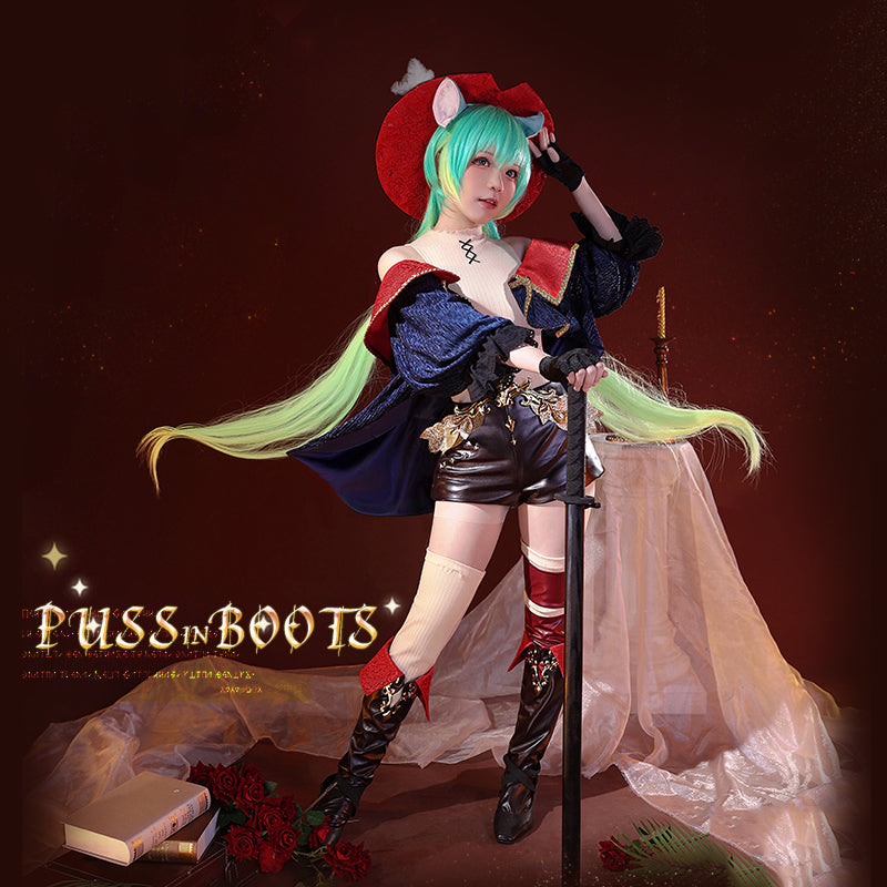 Vocaloid Hatsune Miku Puss in Boots Wonderland Cosplay Costume