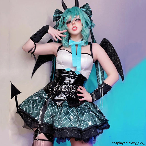 Vocaloid Hatsune Miku x Rascal Collab Little Devil Ver. 2023 Devil Wings Gothic Cosplay Costume SR