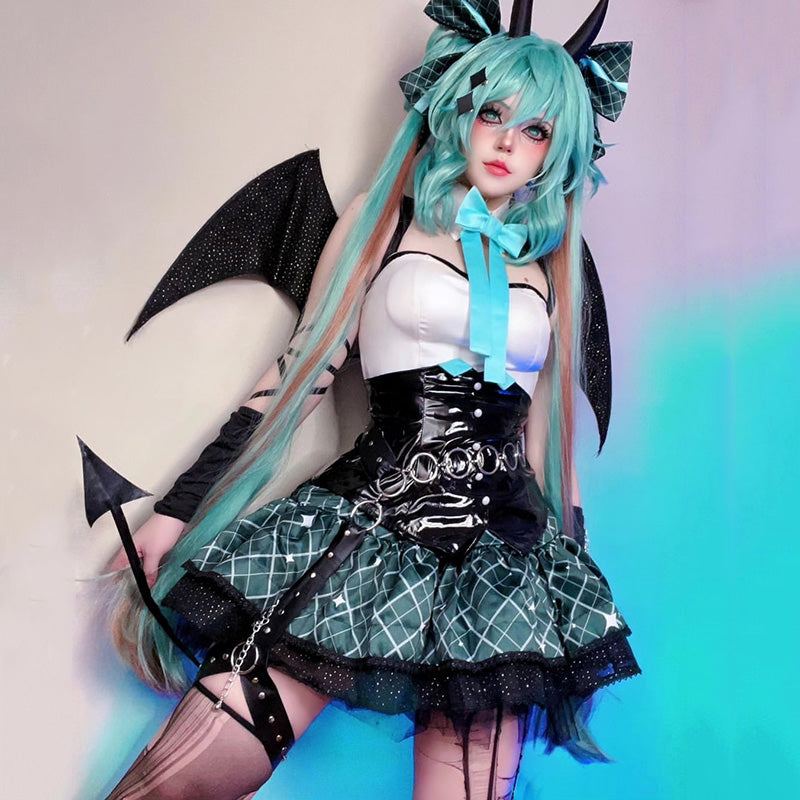 Vocaloid Hatsune Miku x Rascal Collab Little Devil Ver. 2023 Devil Wings Gothic Cosplay Costume SR