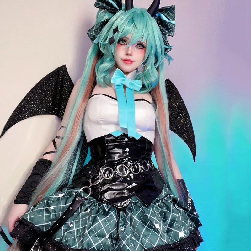 Vocaloid Hatsune Miku x Rascal Collab Little Devil Ver. 2023 Devil Wings Gothic Cosplay Costume SR