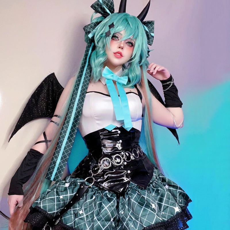 Vocaloid Hatsune Miku x Rascal Collab Little Devil Ver. 2023 Devil Wings Gothic Cosplay Costume SR