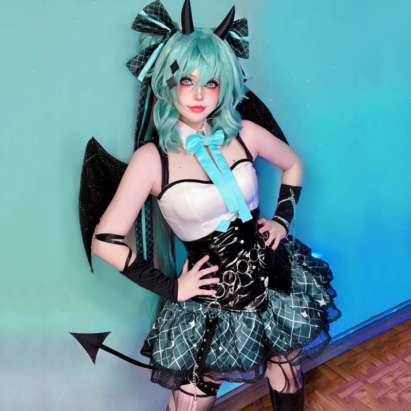 Vocaloid Hatsune Miku x Rascal Collab Little Devil Ver. 2023 Devil Wings Gothic Cosplay Costume SR