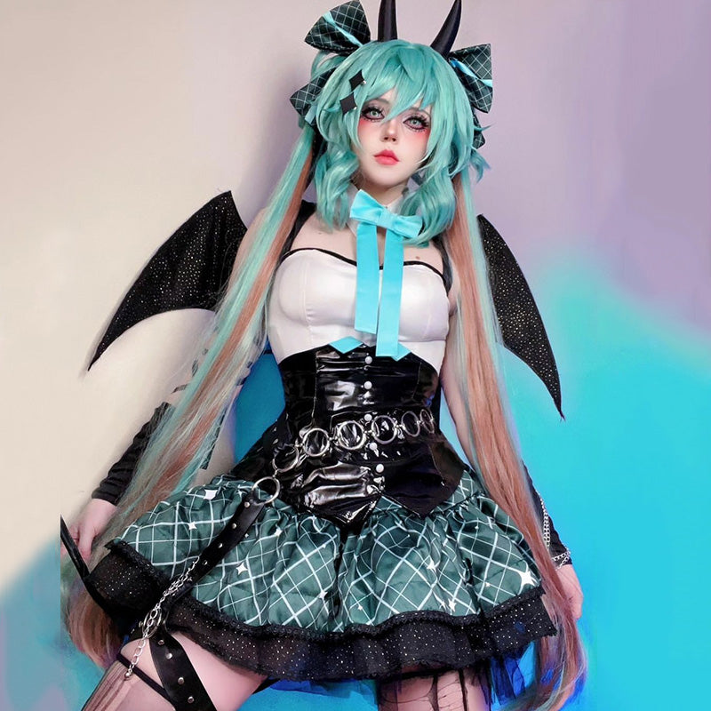 Vocaloid Hatsune Miku x Rascal Collab Little Devil Ver. 2023 Devil Wings Gothic Cosplay Costume SR