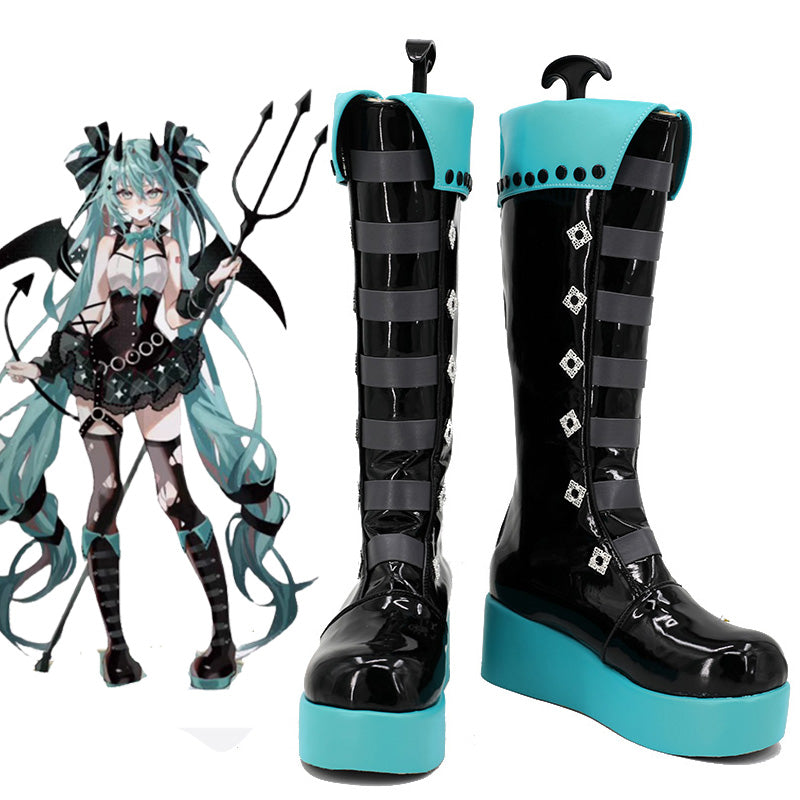 Vocaloid Hatsune Miku x Rascal Collab Little Devil Ver. 2023 Devil Wings Gothic Shoes Cosplay Boots