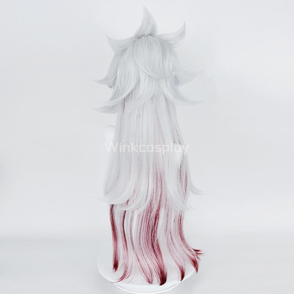 Arataki Itto from Genshin Impact Silver White Red Cosplay Wig - Winkcosplay