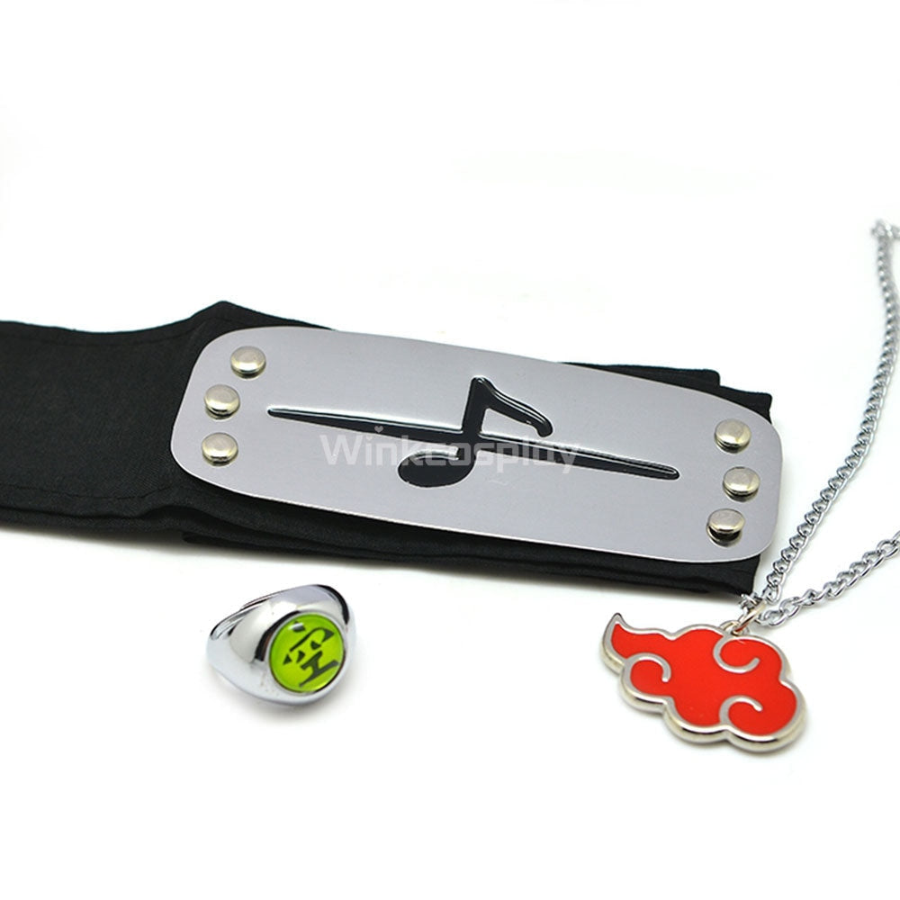 Akatsuki Itachi Uchiha Pain Pein Sasori Orochimaru Kakuzu Konan Kisame Hoshigaki Deidara Hidan from Naruto Halloween Ring Necklace Headband Cosplay Accessory Prop