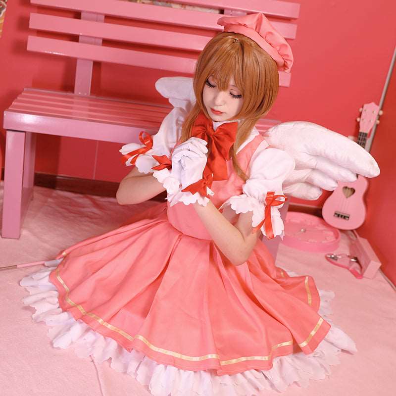 Cardcaptor Sakura Clear Card Sakura Kinomoto Pink Dress Halloween Cosplay Costume - Not Included Wing