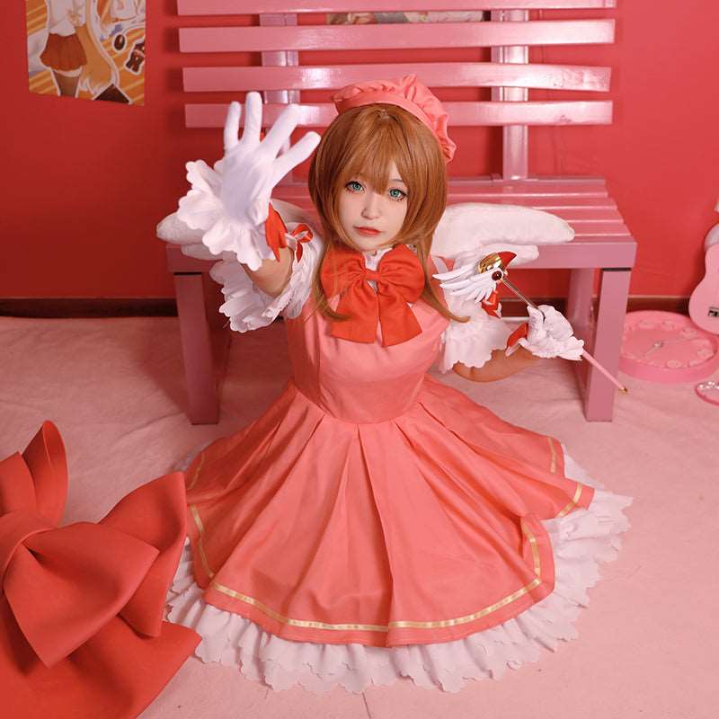 Cardcaptor Sakura Clear Card Sakura Kinomoto Pink Dress Halloween Cosplay Costume - Not Included Wing