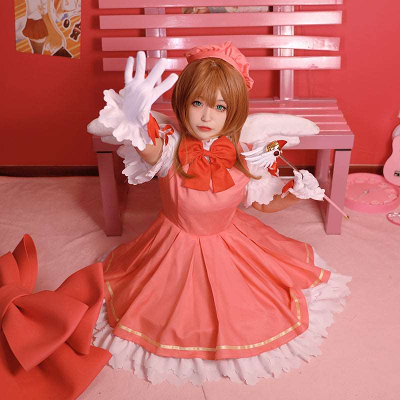 Cardcaptor Sakura Clear Card Sakura Kinomoto Pink Dress Halloween Cosplay Costume - Not Included Wing