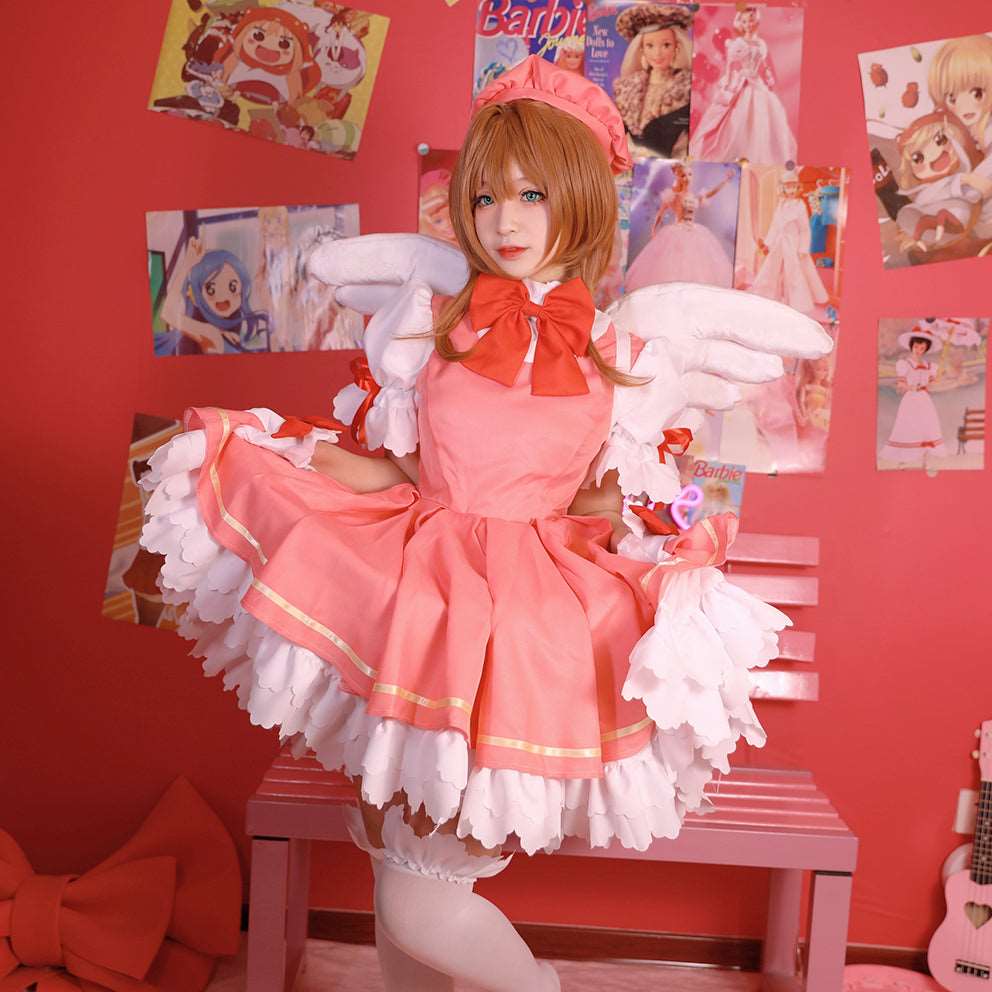 Cardcaptor Sakura Clear Card Sakura Kinomoto Pink Dress Halloween Cosplay Costume - Not Included Wing