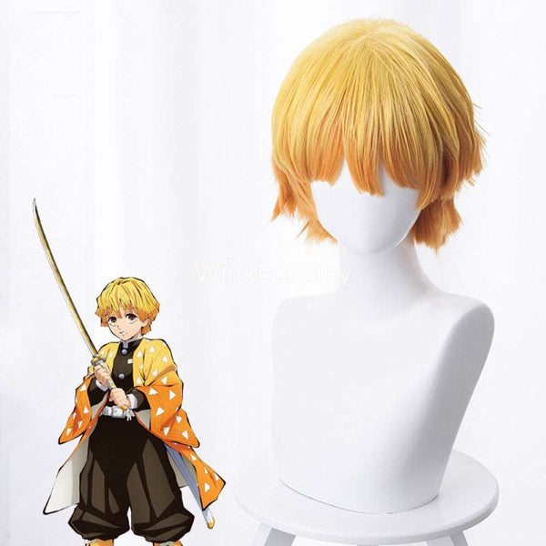 Demon Slayer: Kimetsu No Yaiba Agatsuma Zenitsu Yellow Orange Cosplay Wig