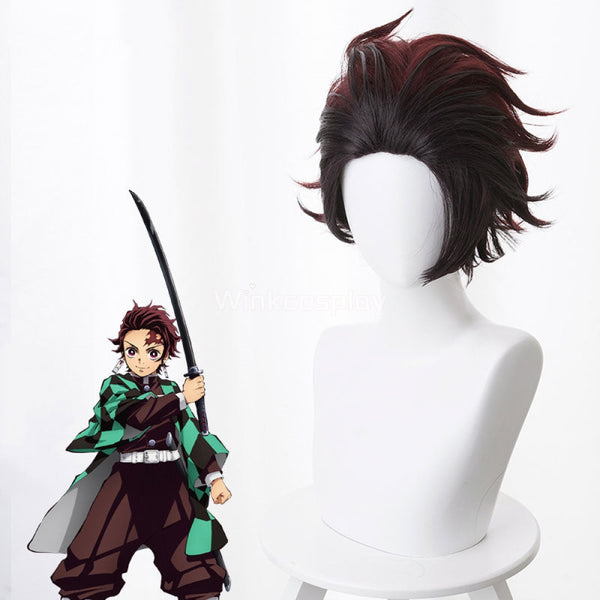 Demon Slayer: Kimetsu No Yaiba Kamado Tanjirou Red Brown Cosplay Wig