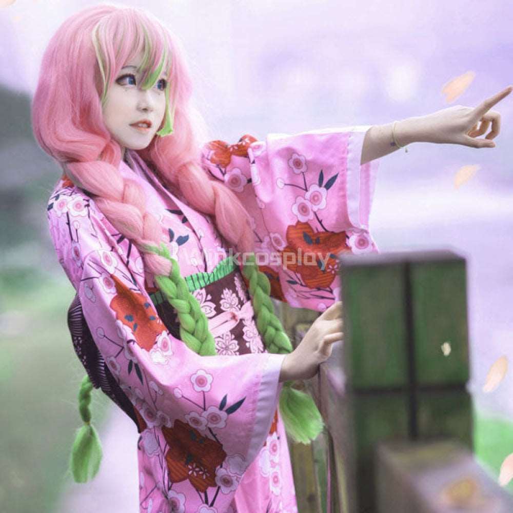 Demon Slayer: Kimetsu No Yaiba Kanroji Mitsuri Kimono Halloween Cosplay Costume