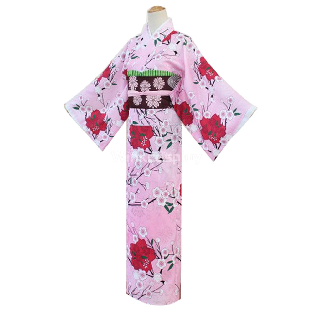 Demon Slayer: Kimetsu No Yaiba Kanroji Mitsuri Kimono Halloween Cosplay Costume