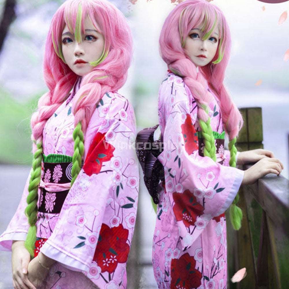 Demon Slayer: Kimetsu No Yaiba Kanroji Mitsuri Kimono Halloween Cosplay Costume