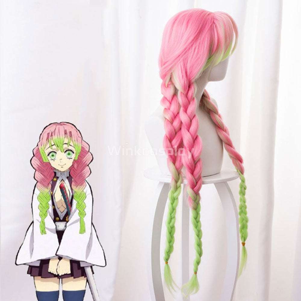 Demon Slayer: Kimetsu No Yaiba Kanroji Mitsuri Pink Green Cosplay Wig