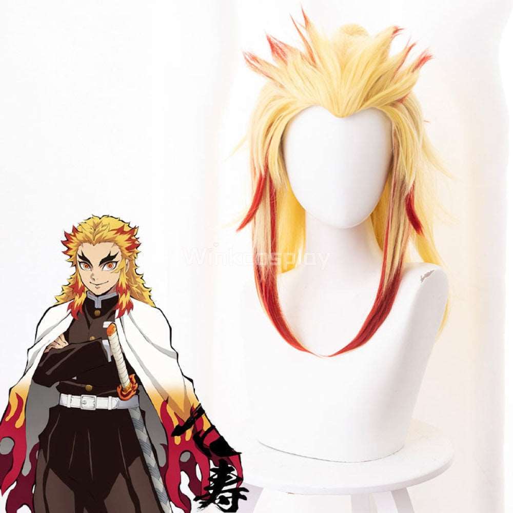 Demon Slayer: Kimetsu No Yaiba Rengoku Kyoujurou Golden Cosplay Wig