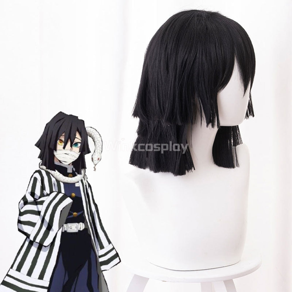 Demon Slayer: Kimetsu no Yaiba Obanai Iguro Black Cosplay Wig