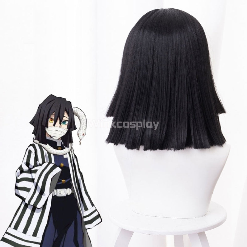 Demon Slayer: Kimetsu no Yaiba Obanai Iguro Black Cosplay Wig