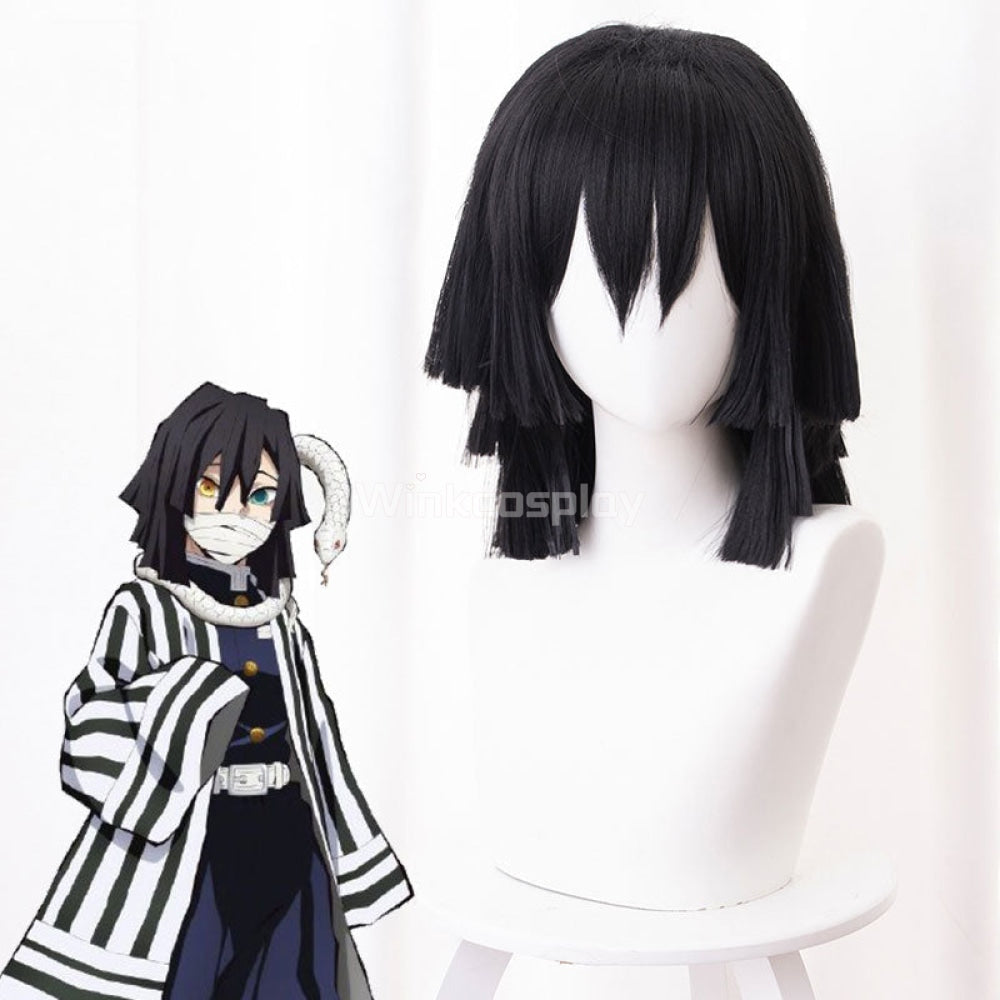 Demon Slayer: Kimetsu no Yaiba Obanai Iguro Black Cosplay Wig