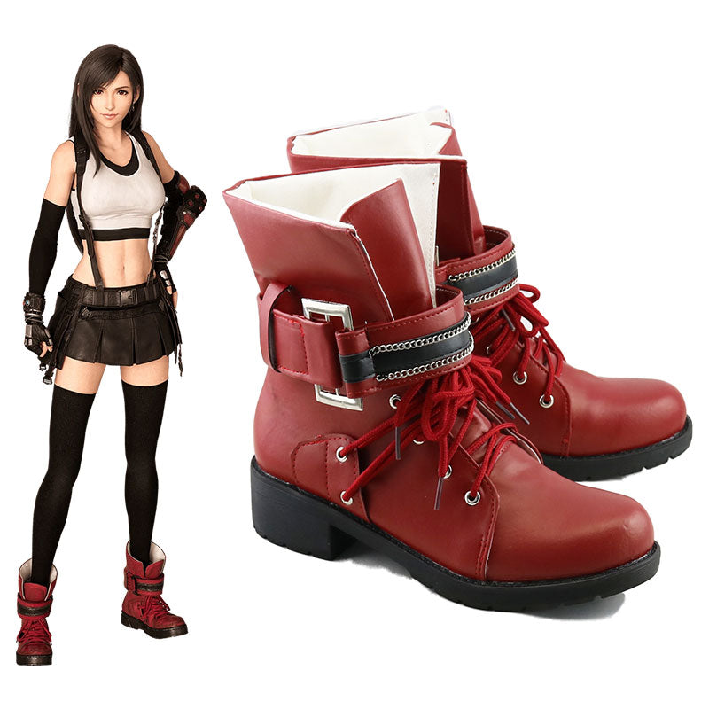 Final Fantasy VII Remake FF7 Tifa Lockhart Red Cosplay Shoes