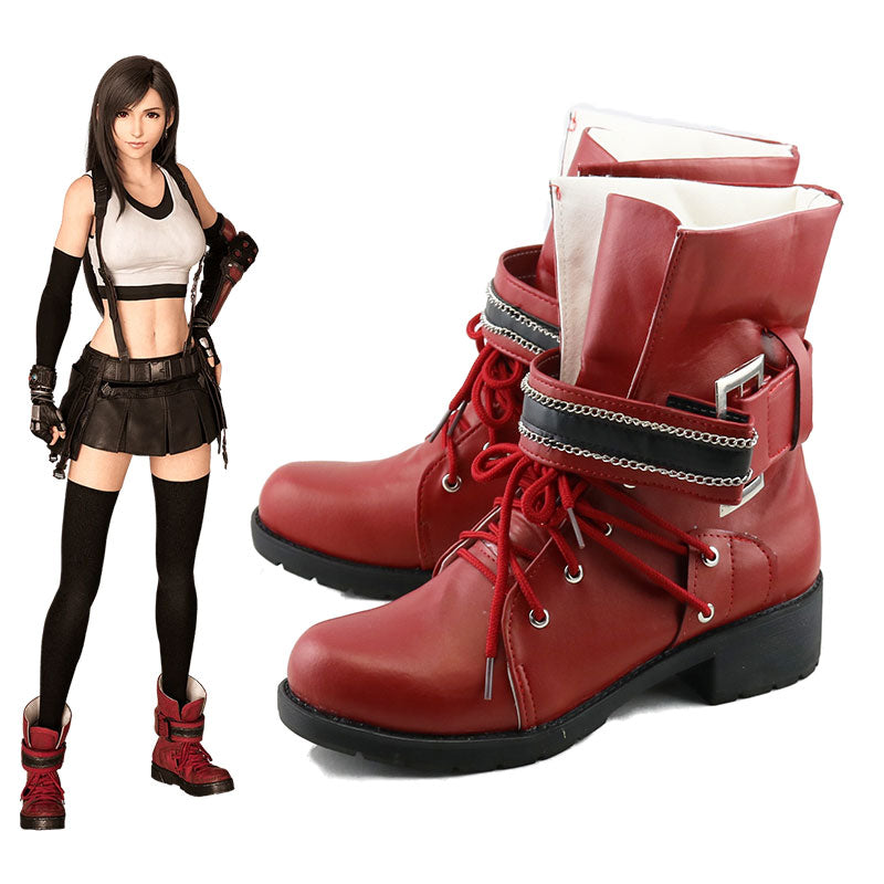 Final Fantasy VII Remake FF7 Tifa Lockhart Red Cosplay Shoes