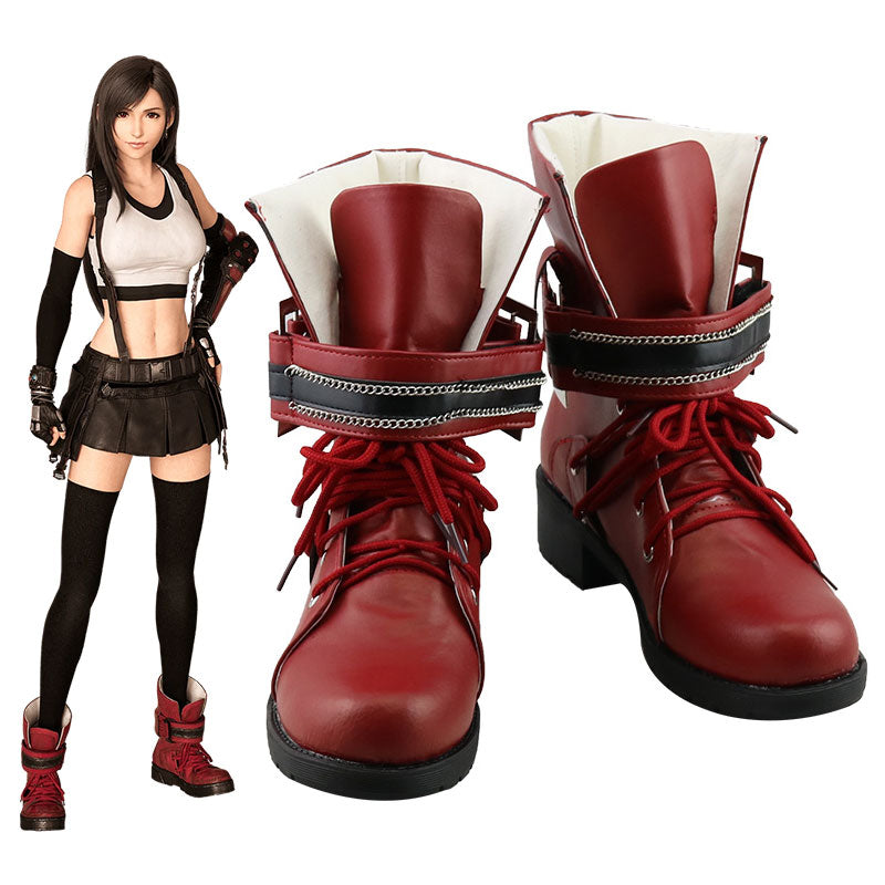 Final Fantasy VII Remake FF7 Tifa Lockhart Red Cosplay Shoes
