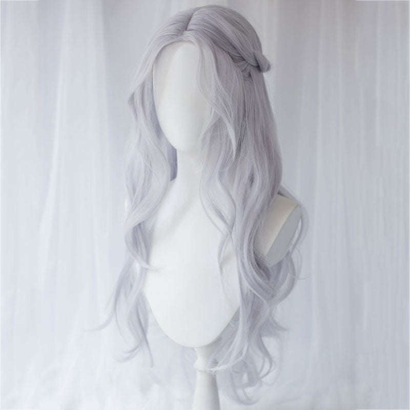 Final Fantasy XIV Endwalker FF14 Venat Hydaelyn Light Blue Gray Cosplay Wig