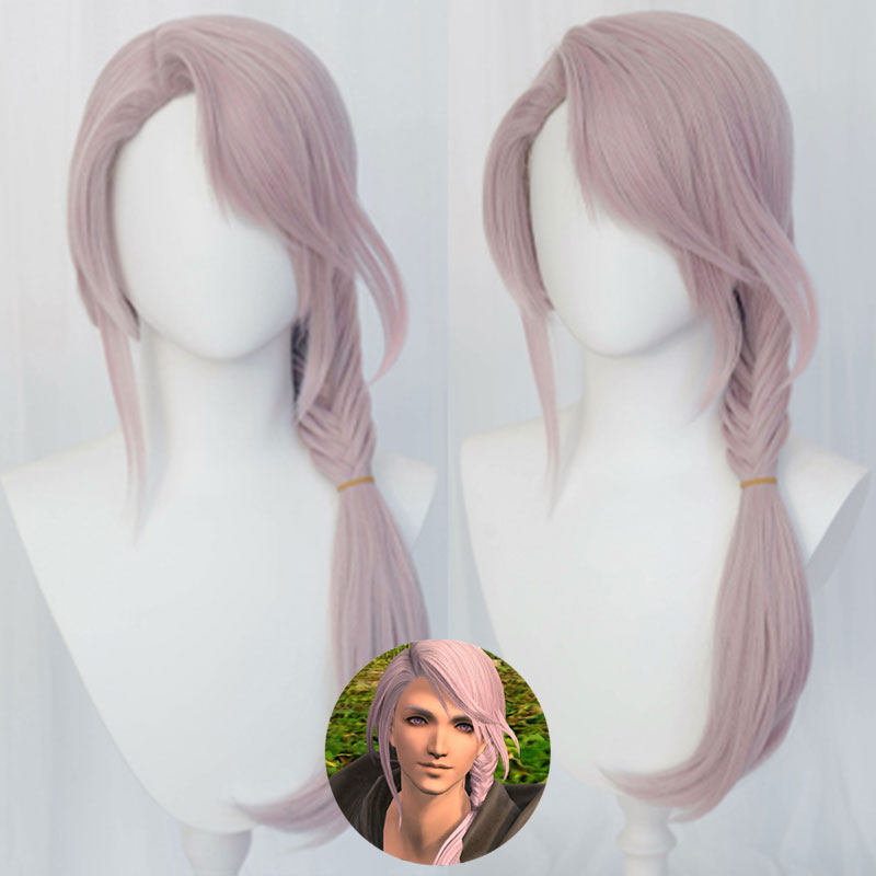 Final Fantasy XIV Endwalker FF14 Venat Hythlodaeus Grey Pink Cosplay Wig