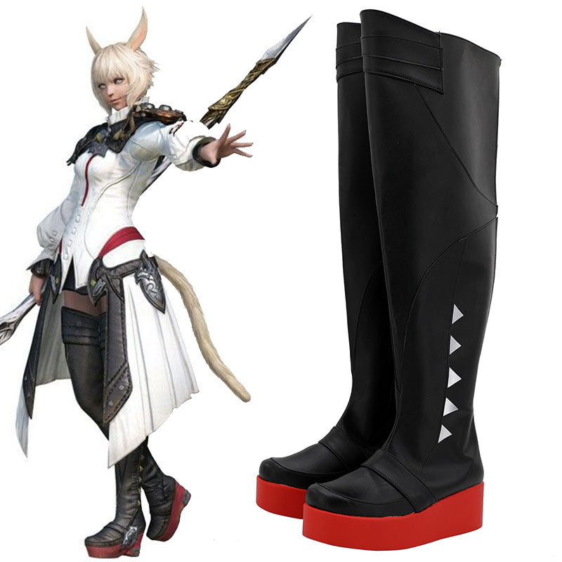 Final Fantasy XIV Y'shtola Rhul Master Matoya Heavensward Black Shoes Cosplay Boots