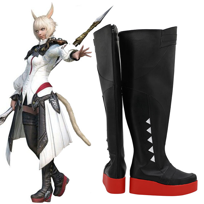 Final Fantasy XIV Y'shtola Rhul Master Matoya Heavensward Black Shoes Cosplay Boots