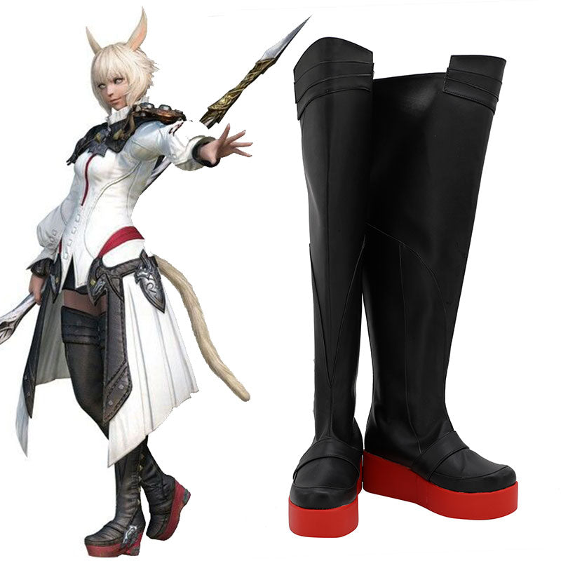 Final Fantasy XIV Y'shtola Rhul Master Matoya Heavensward Black Shoes Cosplay Boots