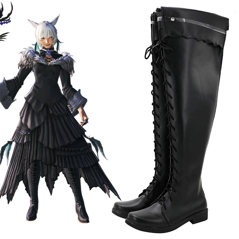Final Fantasy XIV Y'shtola Rhul Master Matoya Shadowbringers Black Shoes Cosplay Boots